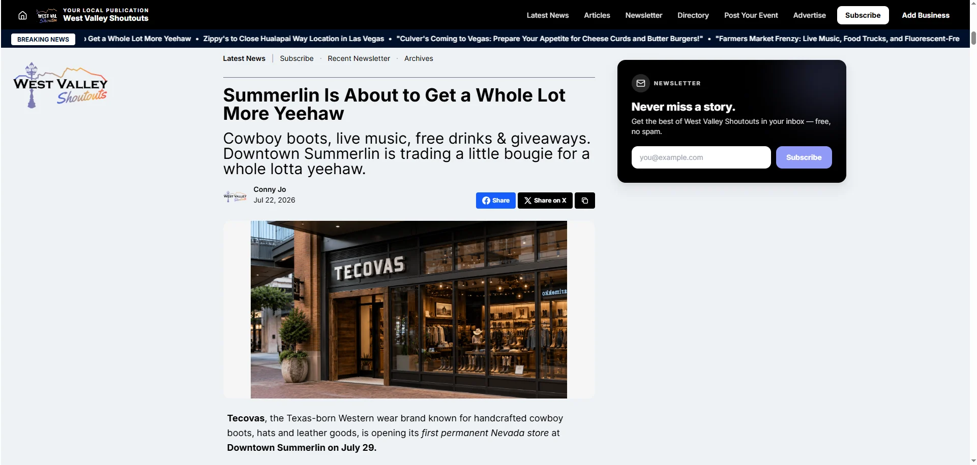 A live local media website built with Local Media Empire